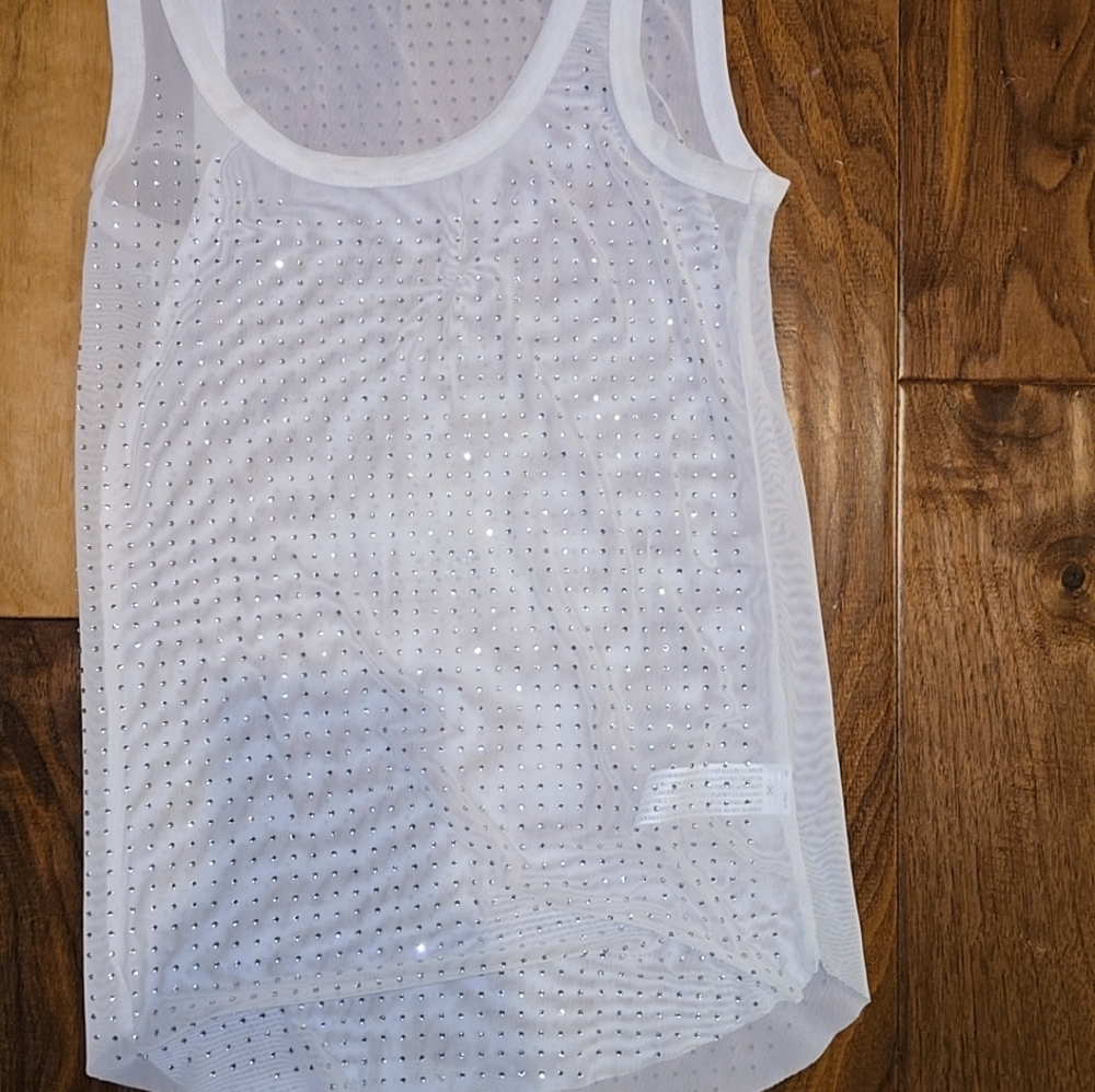 NWT Sheer Rhinestone Tank Top - Picture 3 of 4